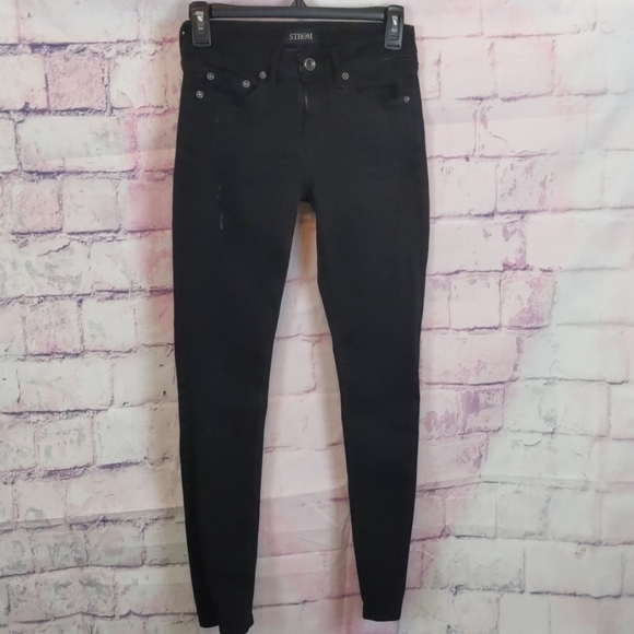 Strom tio skinny Raven black distressed jeans size 23 - Picture 3 of 8